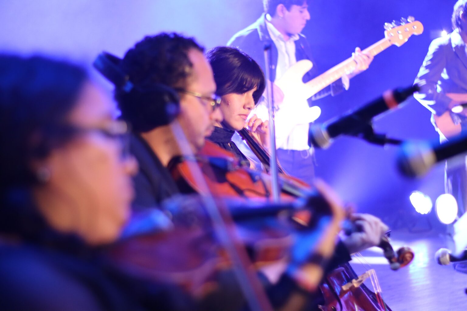 Music team playing at the Sunday gathering