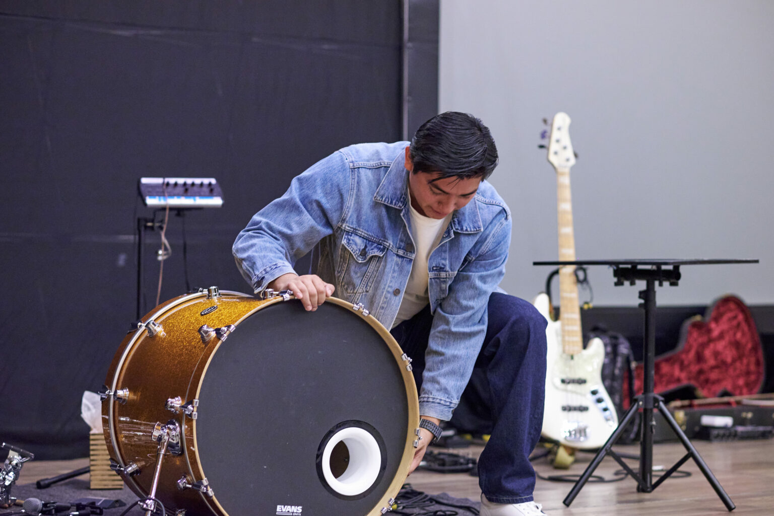 A musician playing during the gathering